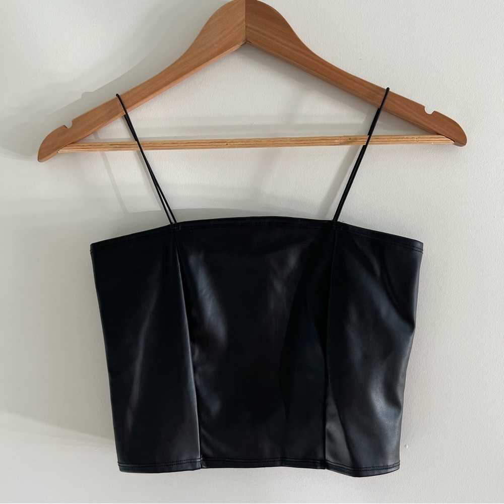 AsYou (ASOS) Faux-Leather Crop Top Size 0